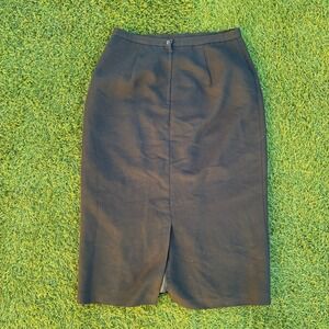 MICHELE NEW YORK Size 18 Black Midi Skirt Back Slit Button Waist Business Casual